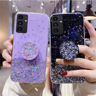 เคสโทรศัพท์ซิลิโคน TPU แบบนิ่ม ประดับเลื่อม และกลิตเตอร์ พร้อมขาตั้ง สําหรับ Samsung Galaxy S21 Ultra S21+ S21Ultra S21 FE Plus S 21Ultra 21+ 21 21FE S21FE