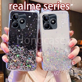 เคสโทรศัพท์มือถือแบบนิ่ม TPU ใส กันกระแทก แต่งกลิตเตอร์ สีชมพู สําหรับ realme C53 C51 NFC C 51 53 realmeC53 realmeC51 4G 2023