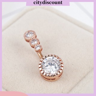 &lt;citydiscount&gt; เครื่องประดับ จิวสะดือหน้าท้อง สเตนเลส ฝังเพทาย ทรงกลม สําหรับผู้หญิง