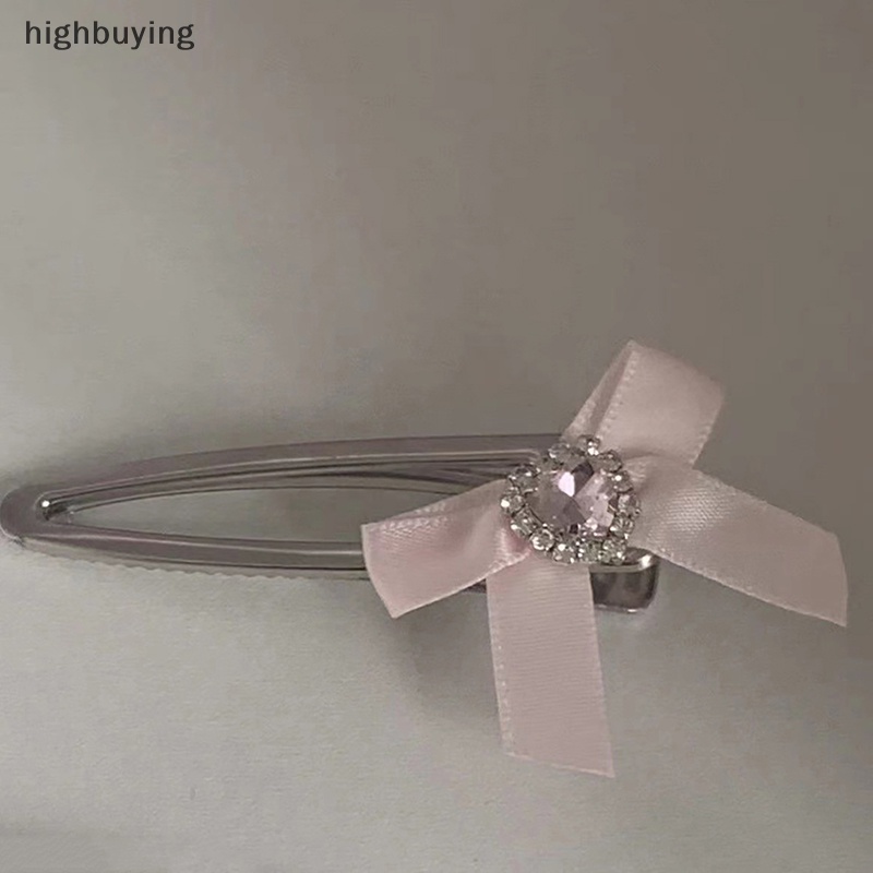 [highbuying] ใหม่ พร้อมส่ง กิ๊บติดผมโลหะ รูปหัวใจ ประดับโบว์ คริสตัล สีชมพู สีฟ้า สไตล์โกธิค เครื่องประดับแฟชั่น สําหรับผู้หญิง Y2K