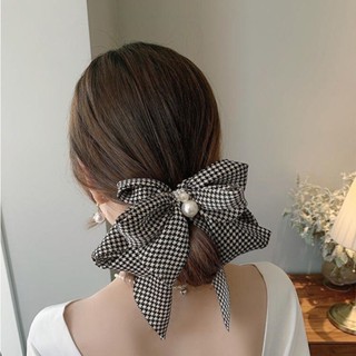 Houndstooth ปิ่นปักผม ประดับโบว์ สไตล์เกาหลี สําหรับผู้หญิง