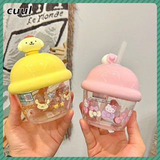 ขวดน้ำ Sanrio ถ้วยพุดดิ้ง ถ้วยเด็ก พร้อมหลอดดูดน้ํา ตุ๊กตาการ์ตูน ถ้วยน้ำ ขวดน้ําพลาสติก ลายมายเมโลดี้น่ารัก COD