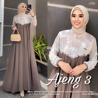 Ajeng Dress Maxy Series 3 Premium Matt Babydoll l Gamis Muslim Lebaran Polos Basic Apk Mutiara