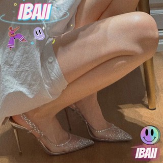 IBAII.  รองเท้าส้นสูงใสใส Baotoe Crystal Rhinestone Stiletto