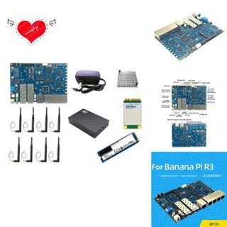 บอร์ดทดลอง Banana PI BPI-R3 MT7986 2G+8G EMMC พร้อมโมดูล SSD+4G 256G เคส เสาอากาศ 8X ฮีทซิงค์ พาวเวอร์ PCB และบอร์ดเราเตอร์โลหะ ปลั๊ก EU