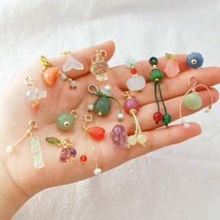 จี้หยกธรรมชาติ ขนาดเล็ก แฮนด์เมด DIY สําหรับห้อยต่างหู