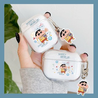 เคสหูฟังไร้สาย ลายการ์ตูนชินจัง สีโปร่งใส สําหรับ Airpods 1 2 3 pro