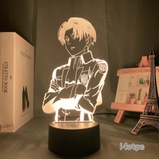 I4otpc โคมไฟตั้งโต๊ะอะคริลิค Led ลาย Attack on Titan Eren Jaeger Mikasa levi ackerman 3D USB สําหรับบ้าน ออฟฟิศ