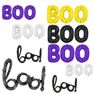 ใหม่ ลูกโป่งยาง รูปตัวอักษร BOO สีดํา สีม่วง 16 นิ้ว ของเล่นฮาโลวีน ปาร์ตี้วันเกิด บรรยากาศวันหยุด