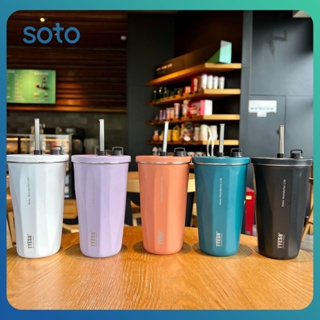 ♫ 600ml Tyeso Stainless Steel Coffee Cup Ice Insulation Car Straw Cup Vacuum Water Bottle Gift อุปกรณ์กลางแจ้ง