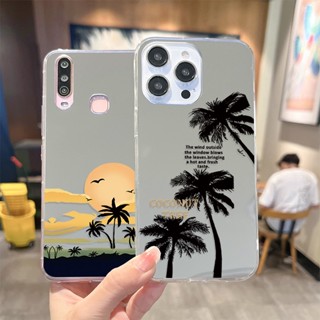 เคสโทรศัพท์ซิลิโคน TPU แบบนิ่ม ลายต้นมะพร้าว มีกระจกใส สําหรับ Xiaomi POCO F5 F4 F3 F2 X5 X3 GT M3 13 12T Mi 11 10T 8 Lite Redmi Note 12 9 9A 10 10A 12C Pro 5G NE Plus | Sjn J035