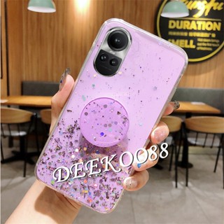 เคสมือถือ TPU แบบนิ่ม ลายกลิตเตอร์ดาว พร้อมขาตั้ง สําหรับ OPPO Reno10 Pro Plus Pro+ 5G 2023 Reno 10 10Pro Reno10Pro+