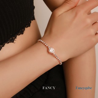 Fancy สร้อยข้อมือ ประดับเพชรคริสตัล สีเงิน สไตล์แฟชั่น สําหรับผู้หญิง