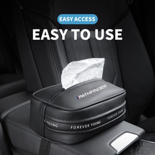 กล่องทิชชู่ หนังไฟเบอร์ คุณภาพสูง สําหรับตกแต่งภายในรถยนต์ Nissan Pathfinder