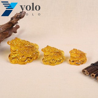 YOLO เครื่องประดับ รูปคางคก สามขา สีทอง สไตล์จีน สําหรับตกแต่งบ้าน ออฟฟิศ