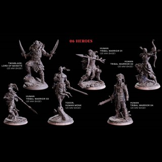 โมเดลฟิกเกอร์ฮีโร่ 6 คน 1/48 3D สีขาว สําหรับเล่นเกมกระดานระบายสี