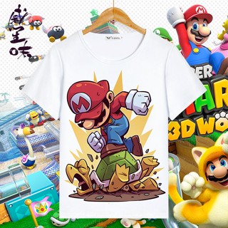 ส่งเร็ว เสื้อยืดแขนสั้น พิมพ์ลายการ์ตูน Super Mario Raglan แฟชั่นฤดูใบไม้ผลิ และฤดูร้อน สําหรับเด็กผู้หญิง 2023