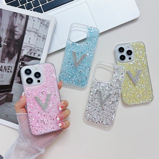 เคสป้องกันโทรศัพท์มือถือ ประดับเพชร สีเงิน สําหรับ iPhone 14 14Pro 14 Pro Max