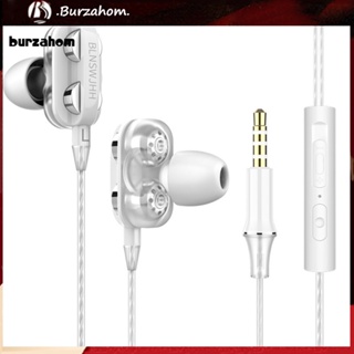 Bur_ HiFi หูฟังอินเอียร์สเตอริโอ เบสหนัก พร้อมไมโครโฟน สําหรับเล่นกีฬา