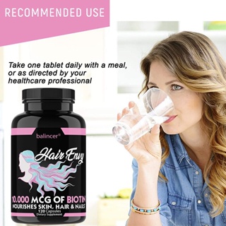 Hair Supplements 10000 Mg -  ไบโอตินและเคราติน, ผมชุ่มชื้น, เล็บหนาขึ้น, กระจ่างใส &amp; บำรุงผิว – ปกป้องผมเสียและผมบาง