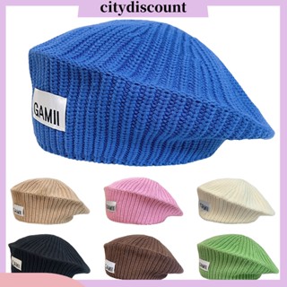 &lt;citydiscount&gt; หมวกบีนนี่ ผ้าถักนิตติ้ง สีพื้น ไม่มีขอบ ยืดหยุ่น พอดีตัว สําหรับผู้หญิง