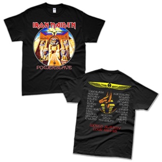 GILDAN [UNISEX] พร้อมส่ง เสื้อยืดผ้าฝ้าย 100% พิมพ์ลายวง VINTAGE IRON MAIDEN Powerslave Tour