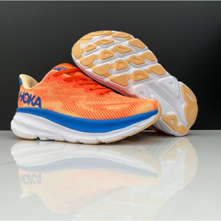 ใหม่ HOKA ONE ONE Clifton 9 รองเท้าวิ่ง ดูดซับแรงกระแทก สีส้ม สีฟ้า สําหรับผู้ชาย และผู้หญิง 2023 FSCA