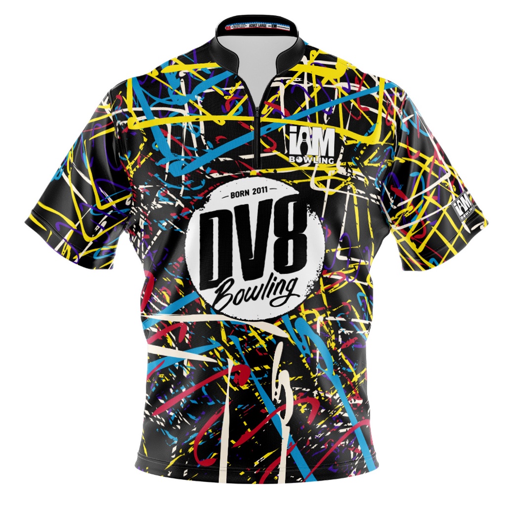 DV8 DS Bowling Jersey - ออกแบบ 2130-DV8 3D Zip Collar Bowling เสื้อ DIY ชื่อ