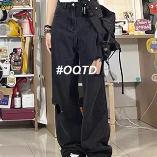 OOTD SHOP กางเกงขายาว กางเกงยีนส์ผู้หญิง ผู้หญิงแฟชั่นเกาหลี A97L0P7