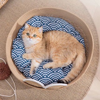 Pets Shop หวายเชือกที่นอนแมว 4 ฤดู Universal น่ารัก Bear Model Kitten Sleeping Nest สำหรับอุปกรณ์สัตว์เลี้ยง