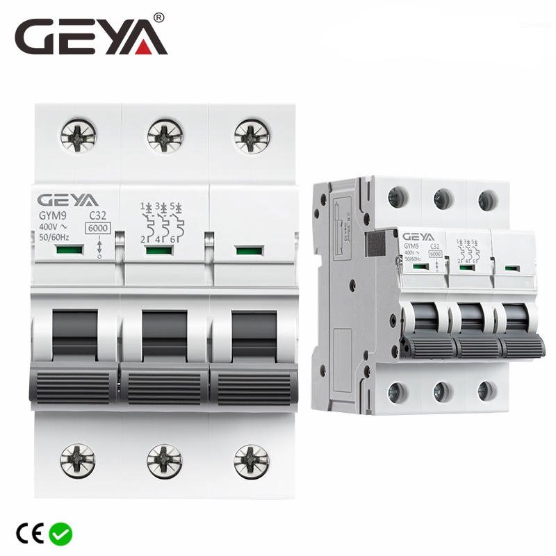 Geya GYM9 3P 6KA Mini disyuntor Rail Circuit Breaker 6A/10/16/20/25/32/40/50/63A AC ประเภท MCB 400V