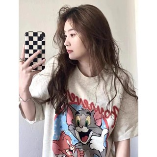 เสื้อยืดแขนสั้น พิมพ์ลายมิกกี้เมาส์ สีเทาอ่อน เข้ากับทุกการแต่งกาย แฟชั่นฤดูร้อน สไตล์มินิมอล สําหรับผู้หญิง 2023 3XL