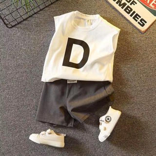 [X-KID] เสื้อกั๊ก กางเกงขาสั้น ผ้าฝ้าย พิมพ์ลายตัวอักษร สองชิ้น อินเทรนด์ ฤดูร้อน สําหรับเด็กผู้ชาย