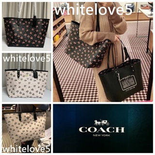 Reversible City Tote With Crayon Hearts Print 91151 แท้ กระเป๋าสะพายข้าง COAC H กระเป๋าถือ ความจุสูง