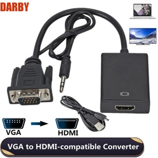 Darby อะแดปเตอร์แปลง VGA เป็น HDMI ติดตั้งง่าย พร้อมกล่องเสียง สําหรับ PC DVD HD