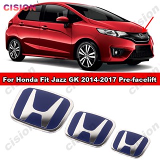 สติกเกอร์อะคริลิค ลายโลโก้ 3D สีฟ้า สําหรับติดตกแต่งพวงมาลัยรถยนต์ Honda Fit Jazz GK 2014-2017 1 ชิ้น