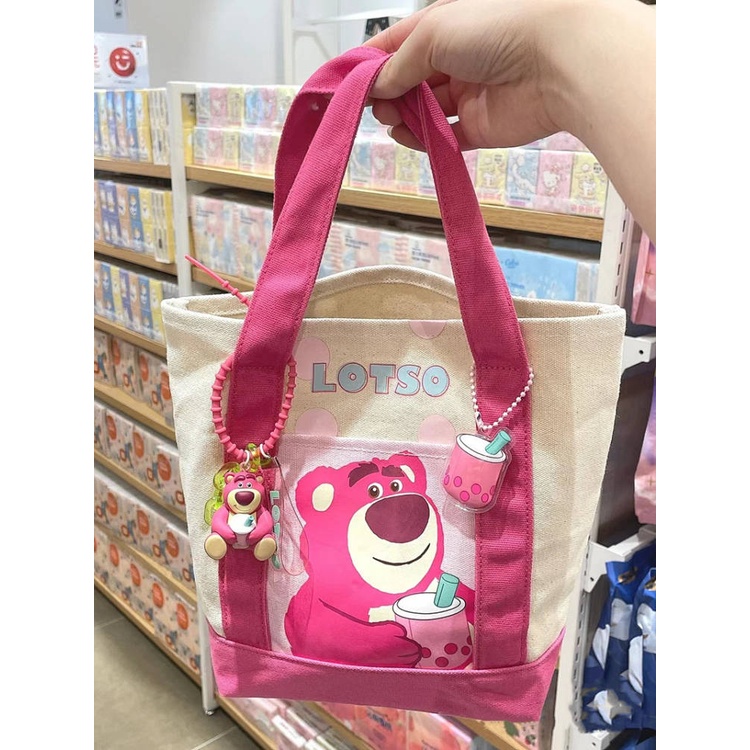 Canvas Bag Women's Ins Mori Style Good-looking Niche Cartoon Bento Bag Tote Bag Large Capacity Book Holding Handbag 1Adb