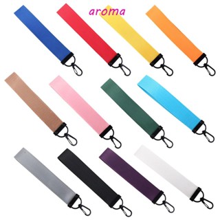 Aroma สายคล้องโทรศัพท์ สําหรับผู้หญิง สีลูกกวาด พวงกุญแจรถ กระเป๋า เสน่ห์ กระเป๋าสตางค์ ริบบิ้น พวงกุญแจ เชือกเส้นเล็ก