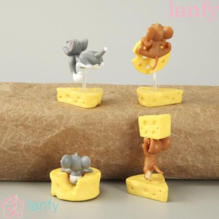 Lanfy ฟิกเกอร์ Tom And Jerry Cheese Tom And Jerry Cat And Mouse Kawaii PVC ของเล่นสําหรับเด็กวัยหัดเดิน 4 ชิ้น ต่อชุด