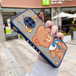 สําหรับ Huawei Mate 30 Pro Mate 30 Lite เคสแฟชั่น หมี บาง ฝ้า ใส ขอบสี่เหลี่ยม เคสกันกระแทก รูปแบบ ซิลิโคน ป้องกัน เคสนิ่ม