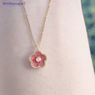 [WillBesugarT] สร้อยคอ จี้ดอกพีช ขนาดเล็ก สีชมพู เครื่องประดับแฟชั่น สําหรับผู้หญิง [ใหม่]