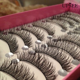 Upsee❣ขนตาปลอม แฮนด์เมด สีดํา หนา ยาว งอนงาม ปาร์ตี้ แต่งหน้า 10 คู่