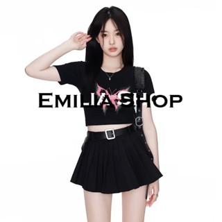 EMILIA SHOP  ครอป เสื้อยืดผู้หญิง สไตล์เกาหลี  Beautiful ทันสมัย Stylish Comfortable A99J1E2 36Z230909