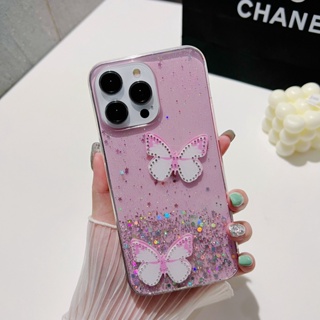 เคสโทรศัพท์มือถือ ประดับเลื่อม ลายผีเสื้อ ขนาดใหญ่ สีชมพู สําหรับ Vivo V27 Pro V27E V25 V25E V25 Pro V23E V23 V21E V21 V20