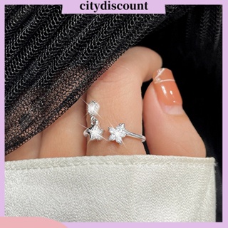 &lt;citydiscount&gt; แหวนหมั้น รูปหยดน้ํา ประดับเพทาย รูปดาว ปรับได้ สําหรับผู้หญิง