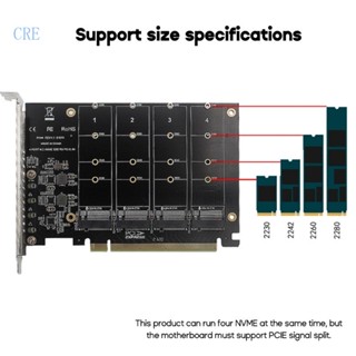 อะแดปเตอร์การ์ดแยก CRE M2 SSD เป็น PCIE NVME M2 M-KEY PCIEX16 4 RAIDs PCI-E 4NVME SSD