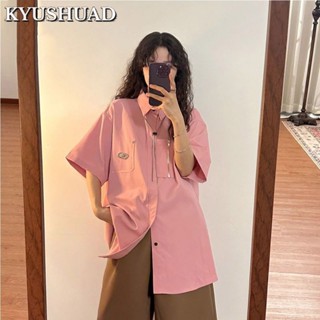 KYUSHUAD ความรู้สึกการออกแบบเสื้อสเวตเตอร์ถักโลหะซิปแจ็คเก็ตหลวมอินเทรนด์ระดับ high-end ที่เรียบง่าย, เสื้อเชิ้ตแขนสั้นแยกโครงสร้างเฉพาะสำหรับผู้ชาย,