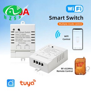 Tuya สวิตช์จับเวลาอัจฉริยะ WiFi DIY และรีโมตคอนโทรล WiFi ไร้สาย 30A มอนิเตอร์ Kwh สีขาว สําหรับ Alexa Google Home