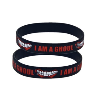 สายรัดข้อมือซิลิโคน ลายการ์ตูนอนิเมะ I am a ghoul Tokyo ghoul 2D สไตล์ญี่ปุ่น สําหรับของขวัญ 2 ชิ้น