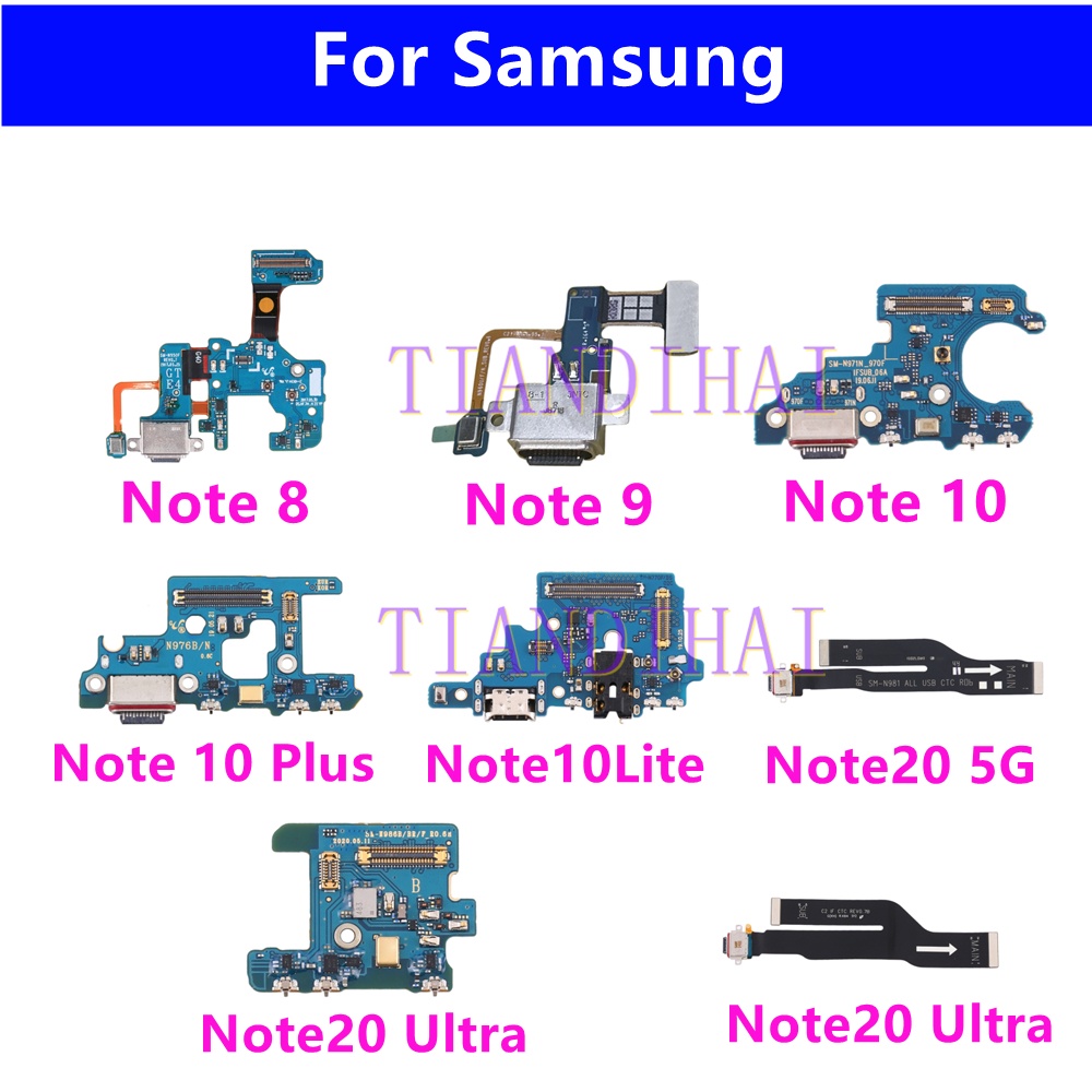 ของแท้ บอร์ดชาร์จ USB สายเคเบิลอ่อน สําหรับ Samsung Galaxy Note 7 8 9 10 Lite + Plus 20 Ultra
